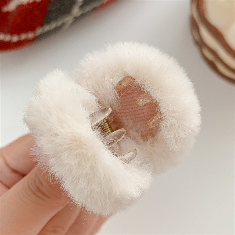 Cute Furry Colorblock Hair Claw Clip