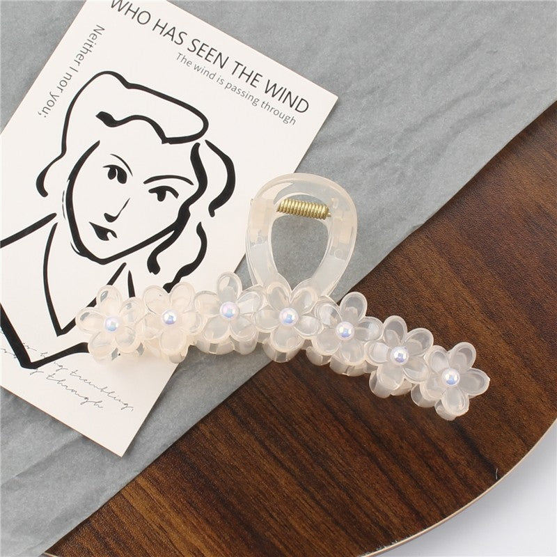 Small Flower Solid Color Claw Clip