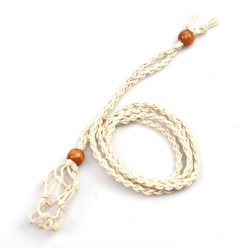 Adjustable Braided Wax Cord Pendant Necklace