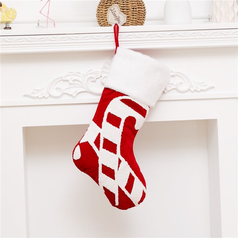 Large Embroidered Snowflake Elk Socks Gift Bag Christmas Decoration