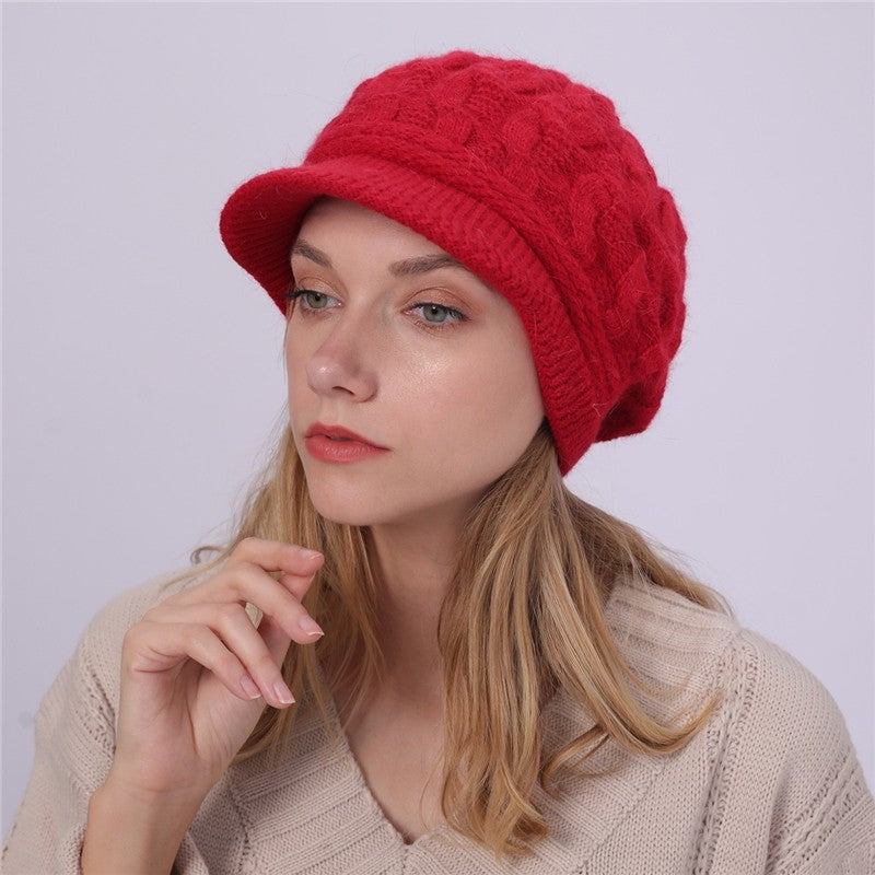 Solid Color Cable Knitted Cap