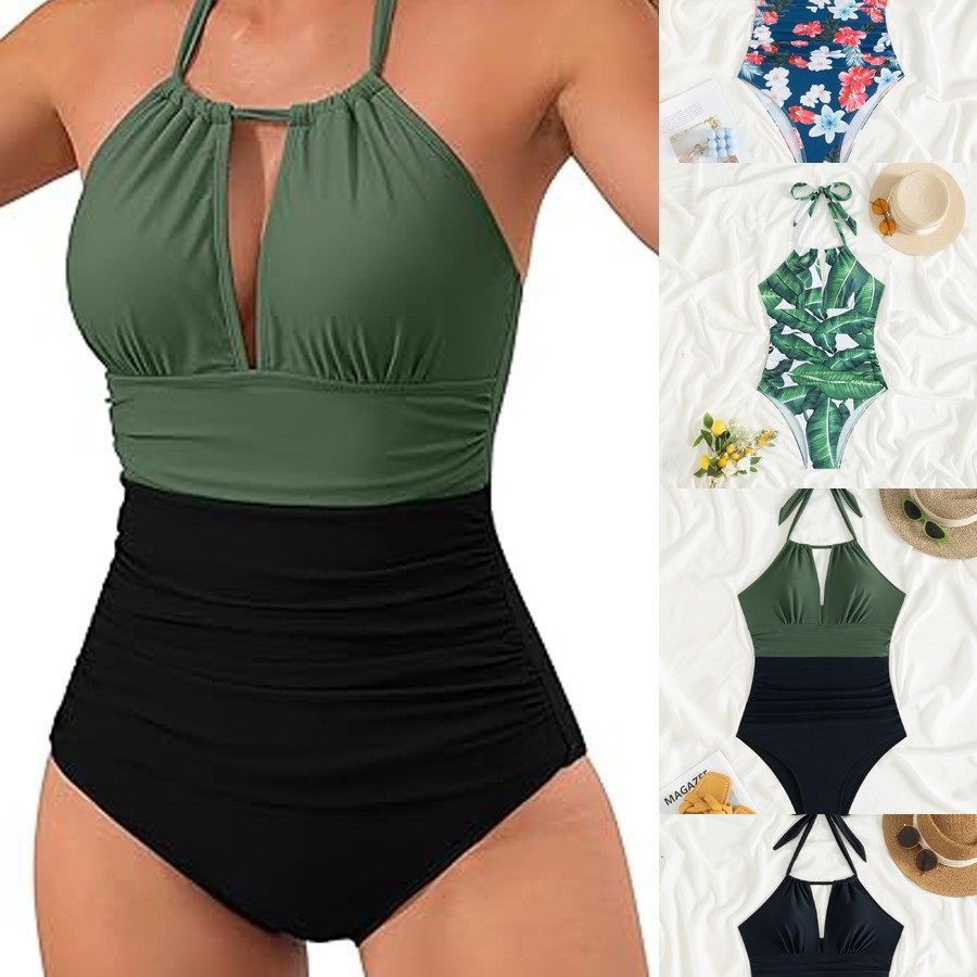 Neckline One-Piece Swimsuit For Women