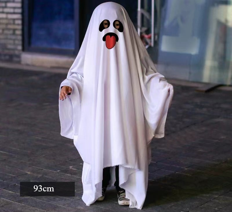 Cross Halloween horror dress up cos party white costume masquerade party children adult ghost cape cape