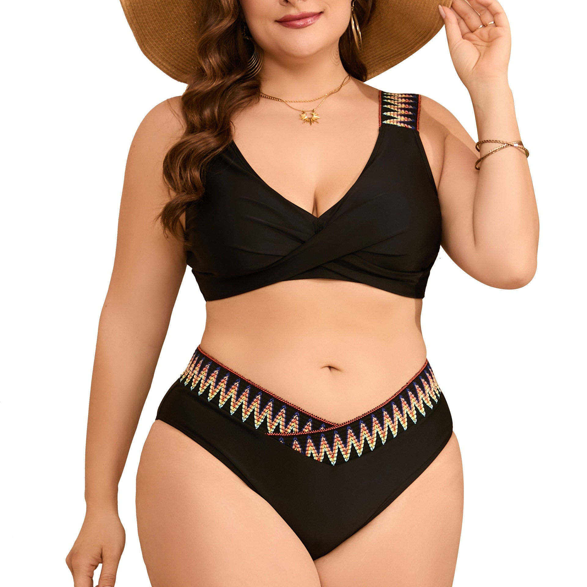 Women's Plus Size Bikini Cross Front Halter Swimsuit
