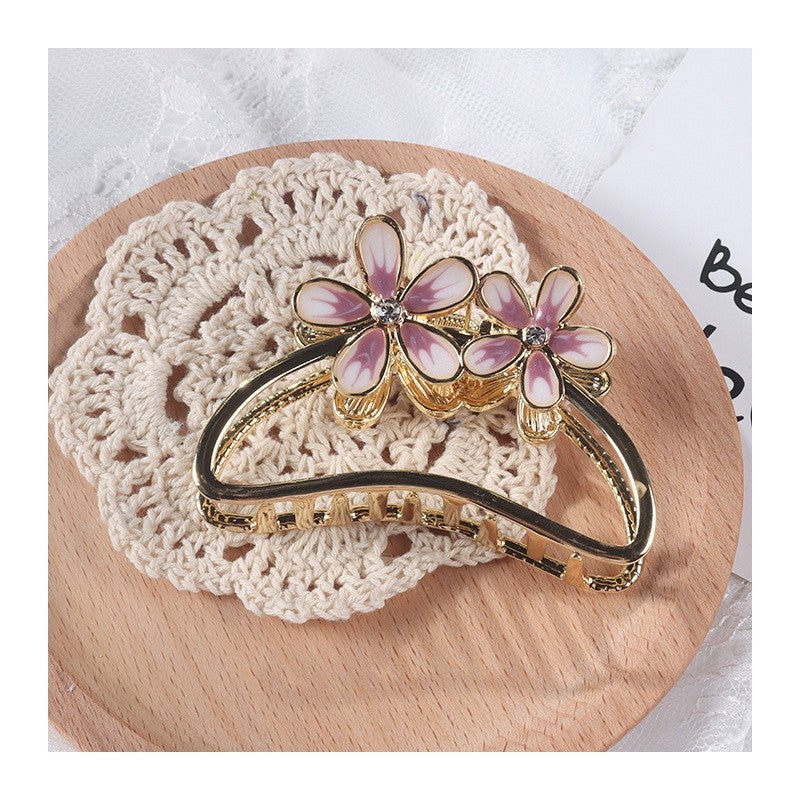 Vintage Semicircle Flower Hair Claw Clip