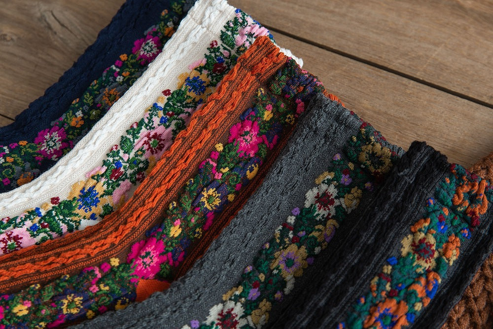 Laceup Embroidered Floral Socks