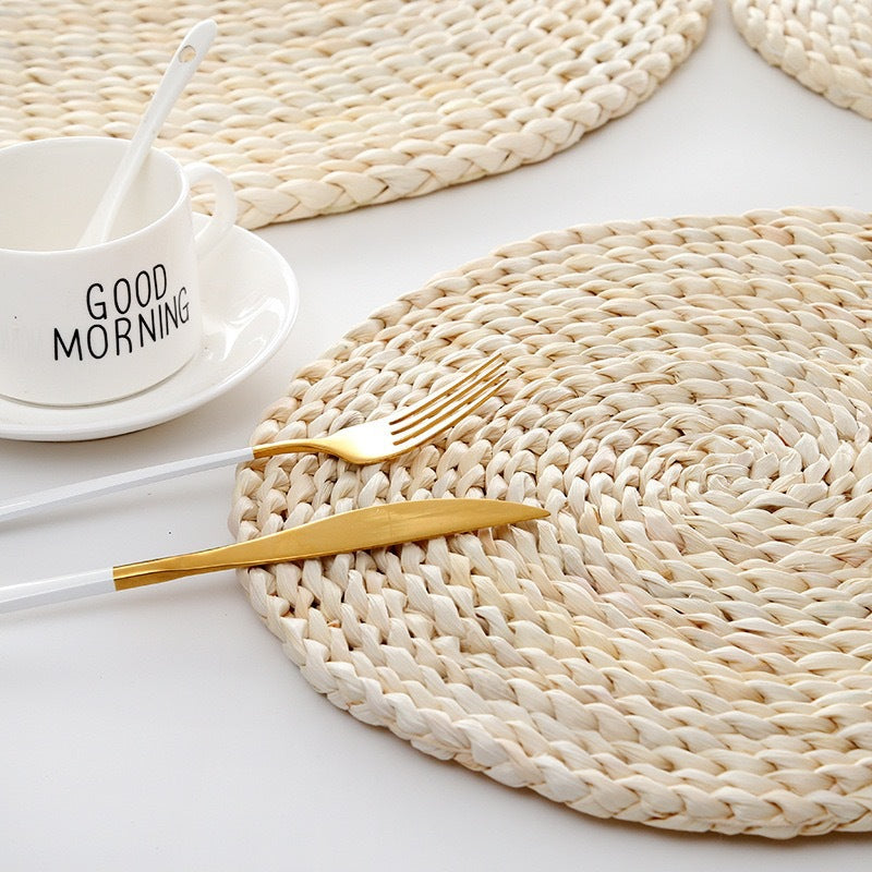Handwoven Natural Corn Husk Table Mat - 50% OFF