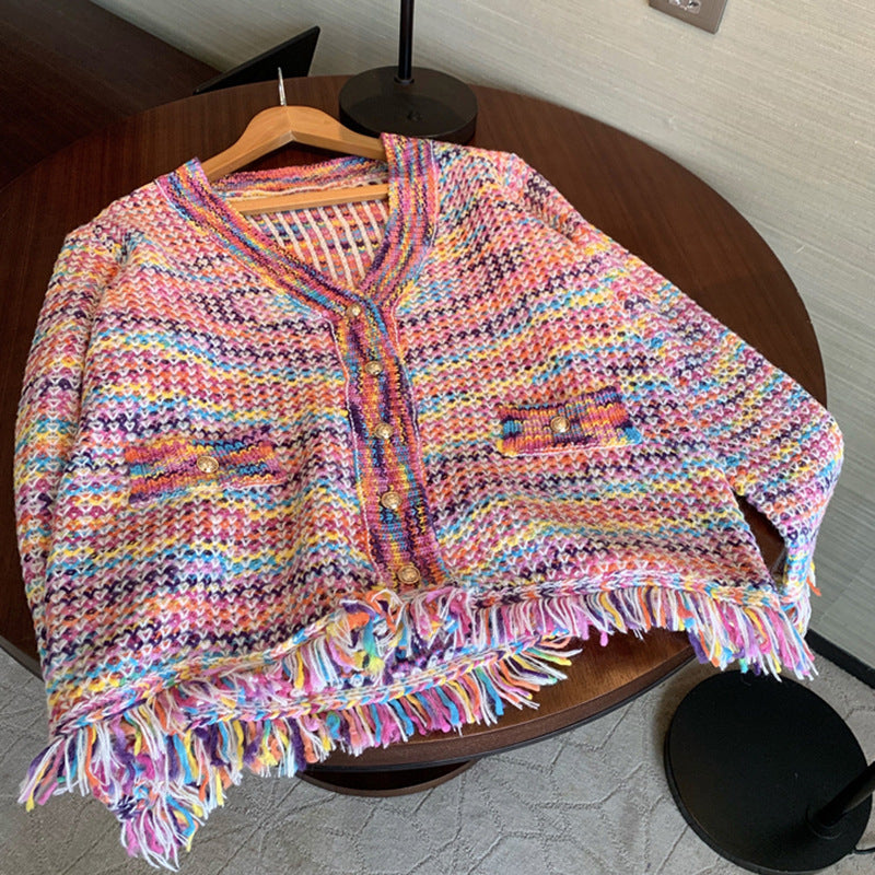 Designed Colorful Knitting Cardigan Sweaters