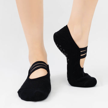 Ballet 3-Stripe Strap Anti-Slip Grip Socks 5 Pairs/Pack