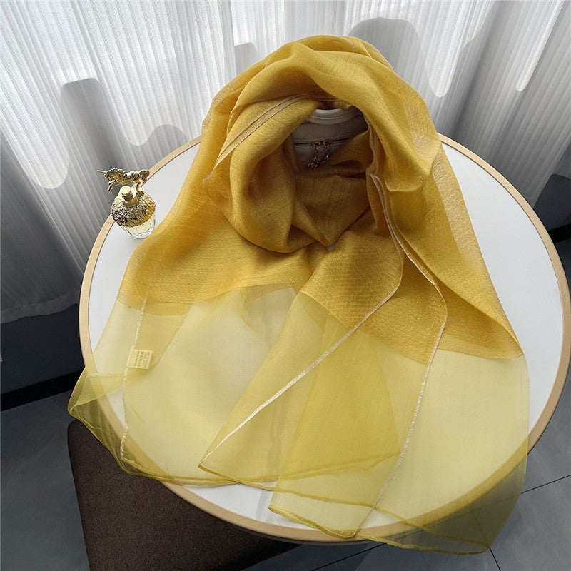 Fashion Plaid Scarf With Gold Trim