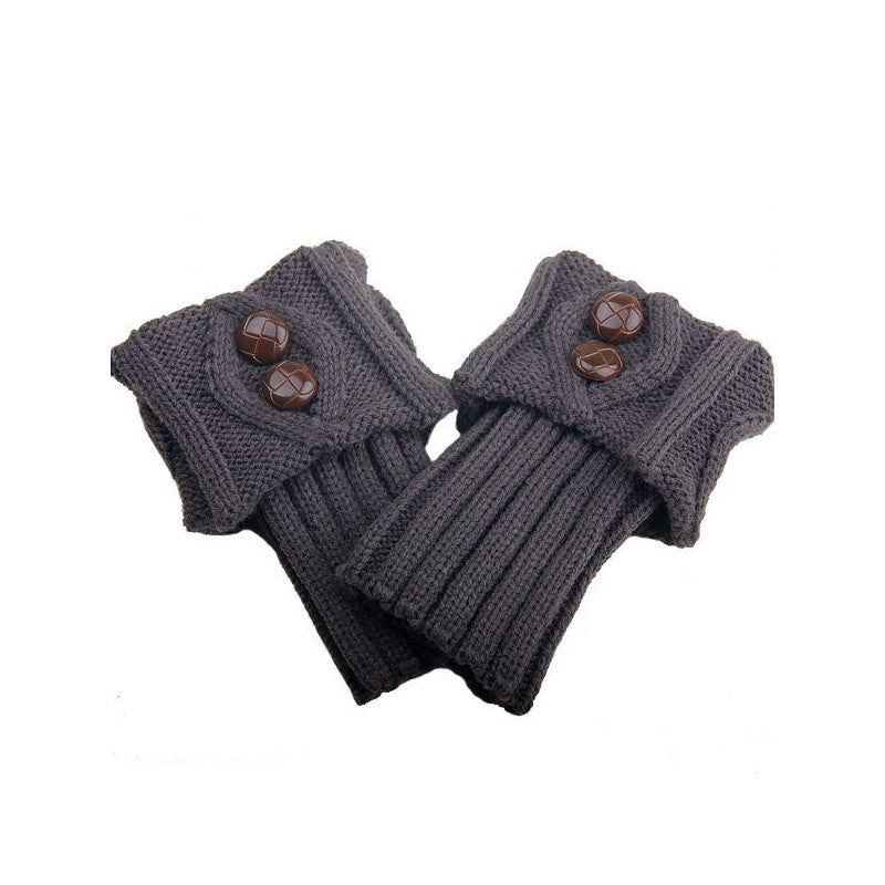 Knitted Short Diamond Flap Buttoned Sock Covers