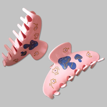 Pink Rhinestone Mushroom Claw Clip