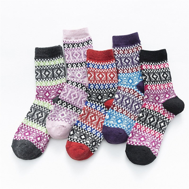 Print Plaid Breathable Wear-Resisting Sock(A Set Of Five Pairs)