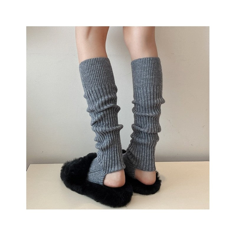 Solid Color Thickened Footed Leg Warmers