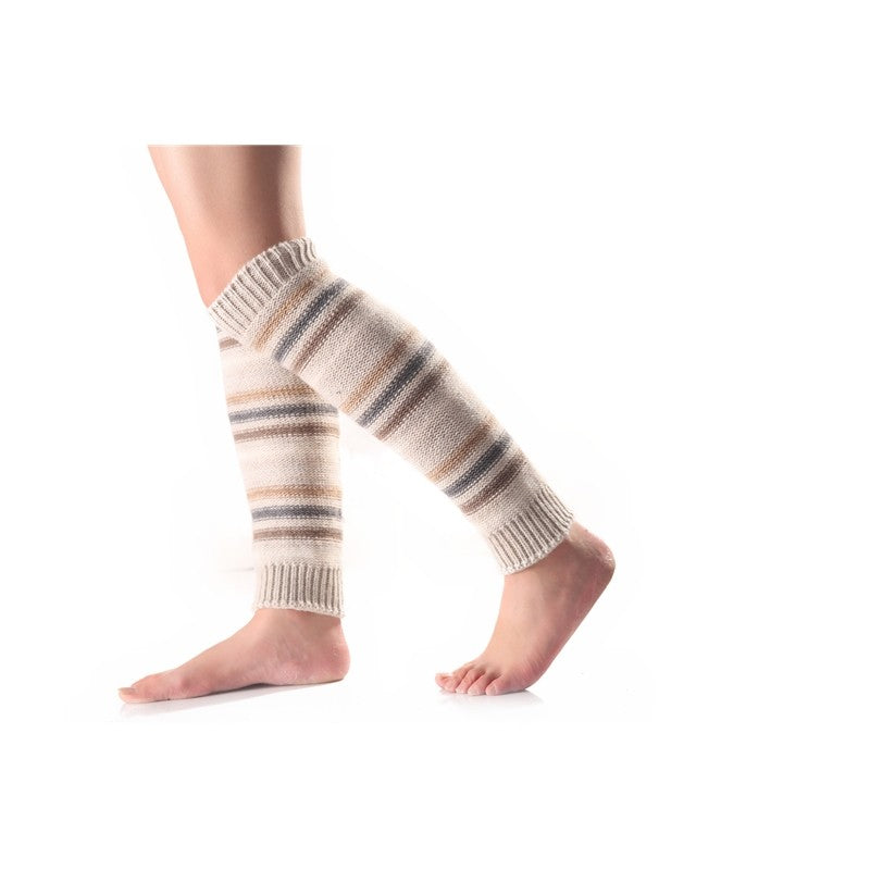 Color Block Striped Mid-Length Knitted Leg Warmers