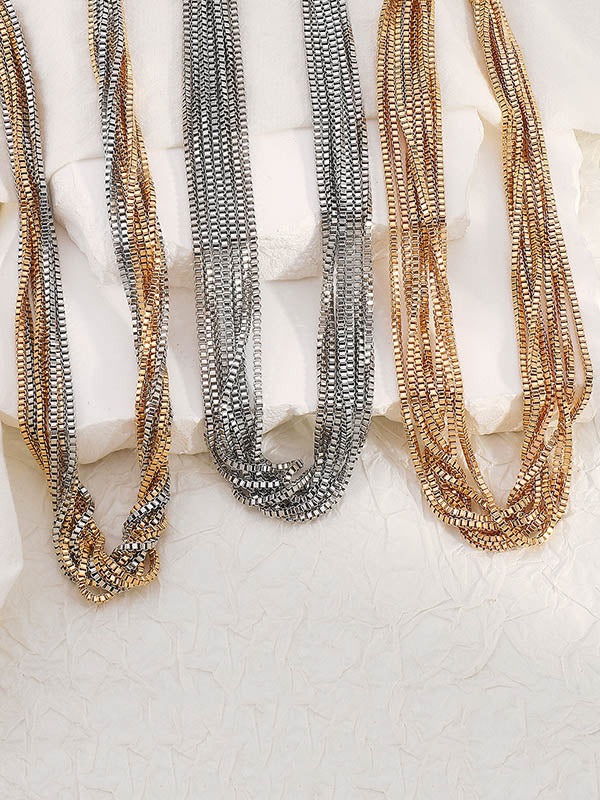 Chains Geometric Layered Necklaces Accessories