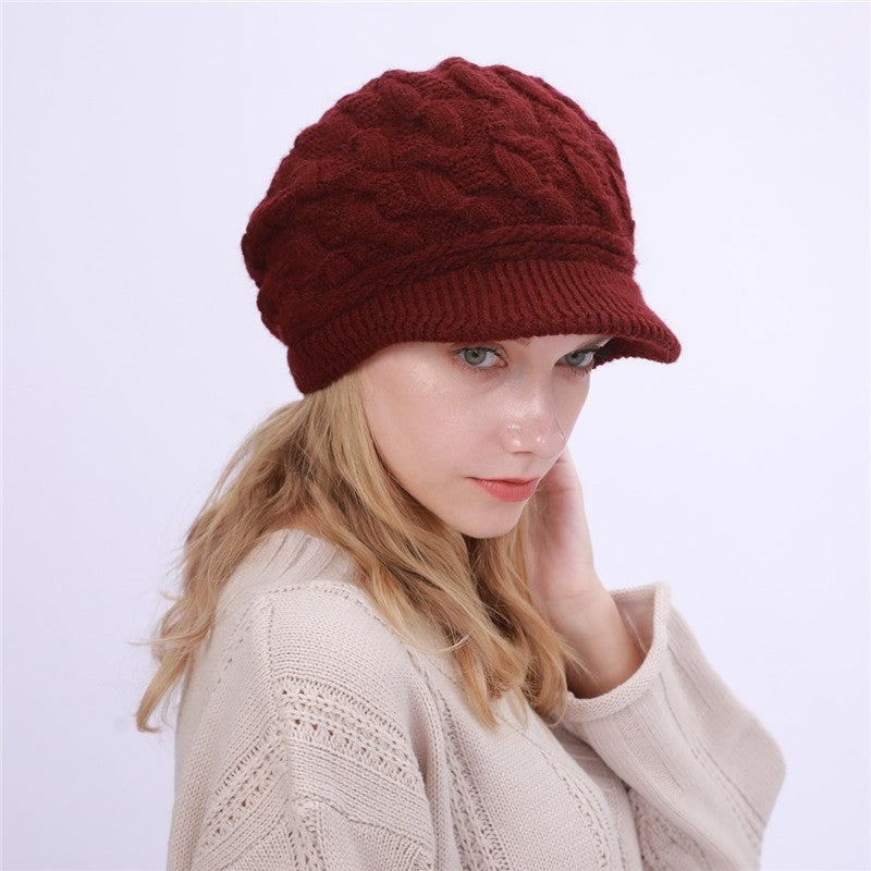 Solid Color Cable Knitted Cap