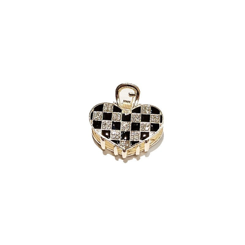 Mini Checkerboard Rhinestone Hair Claw Clip