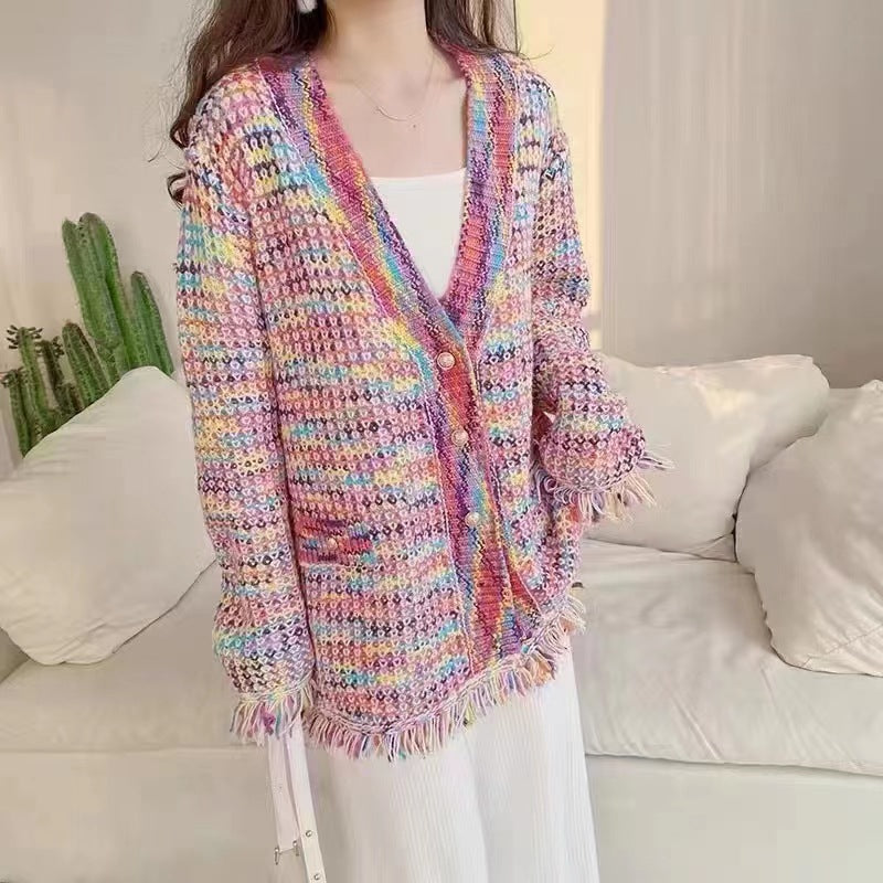 Designed Colorful Knitting Cardigan Sweaters