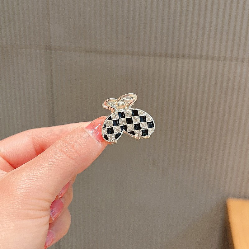 Mini Checkerboard Rhinestone Hair Claw Clip