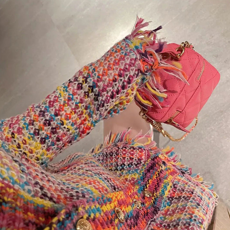 Designed Colorful Knitting Cardigan Sweaters