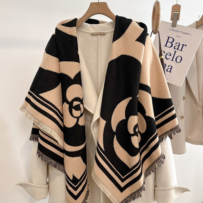 Colorful Printed Fringed Scarf