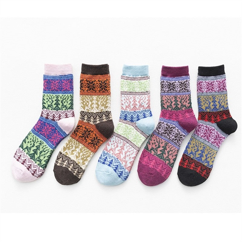 Comfy Breathable Print Mid-Calf Length Sock(A Set Of Five Pairs)