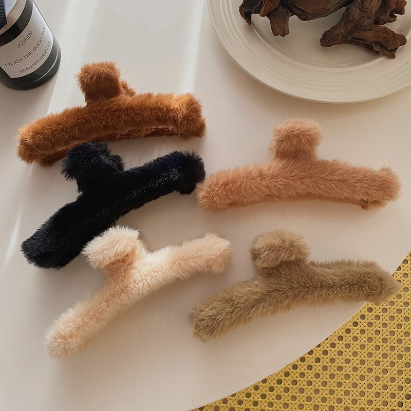 Large Solid Furry Hair Claw Clip