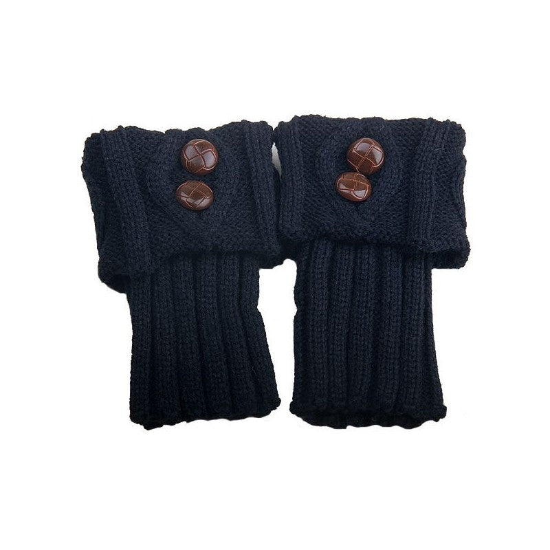 Knitted Short Diamond Flap Buttoned Sock Covers