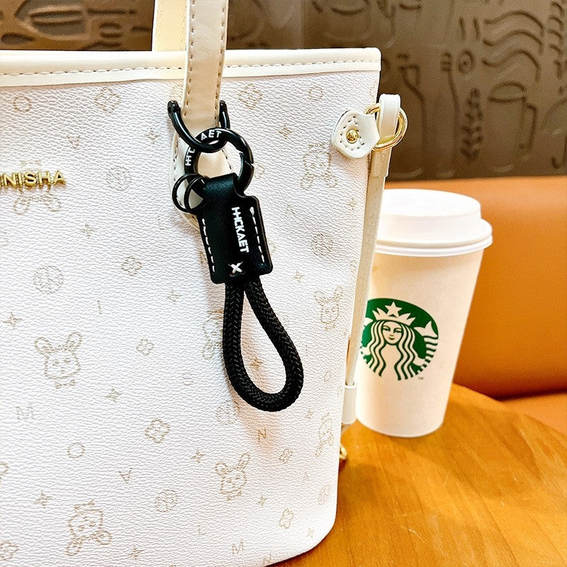 Braided PU Leather Horseshoe Keychain With Buckle