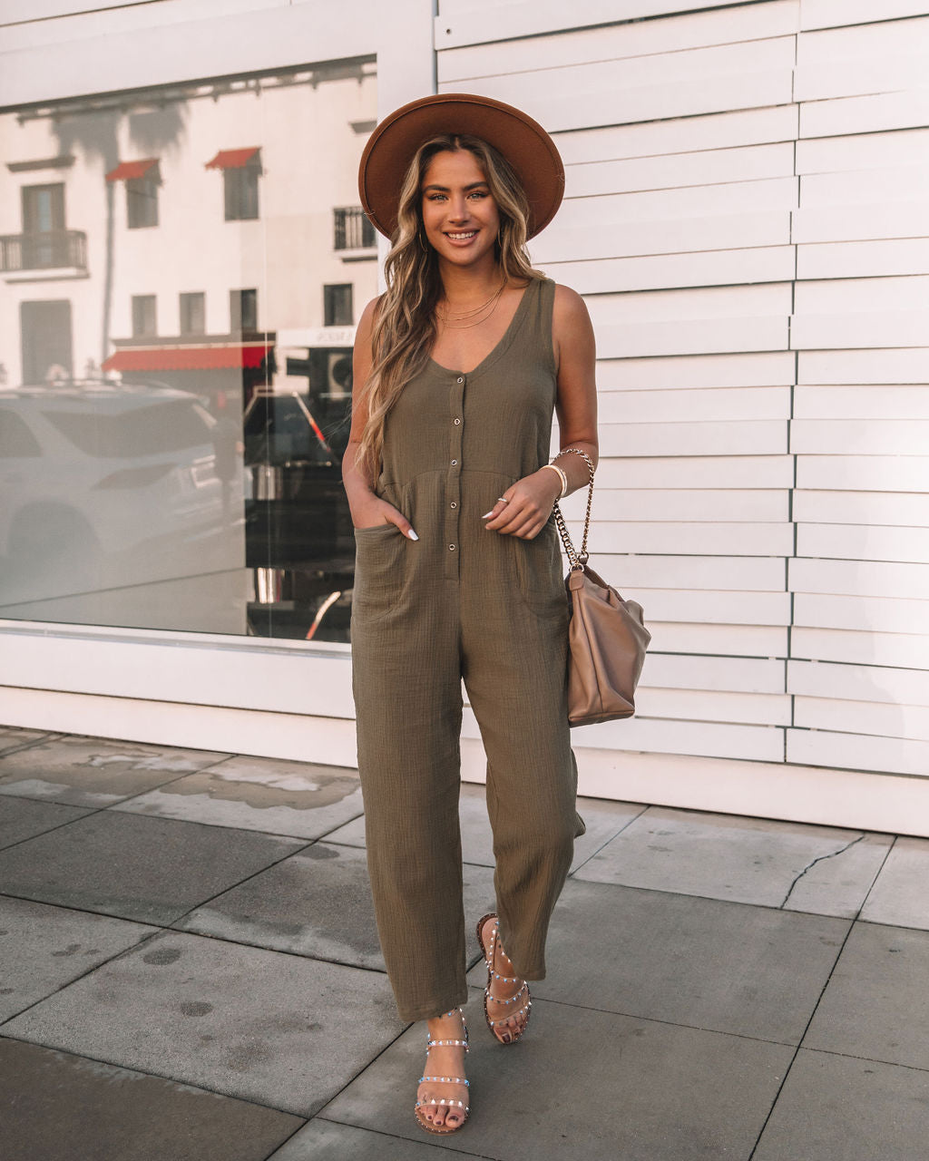 Westlynn Cotton Pocketed Jumpsuit - Olive