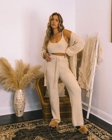 Winterful Life Knit Drawstring Pants - Oat