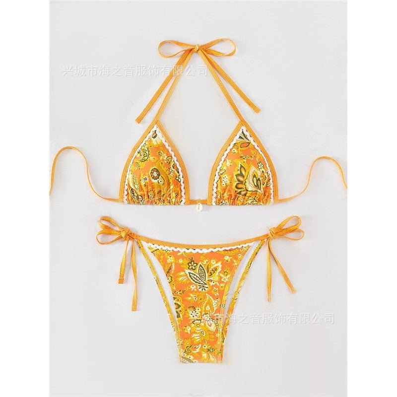 Bikini Set With Print And Tie Design