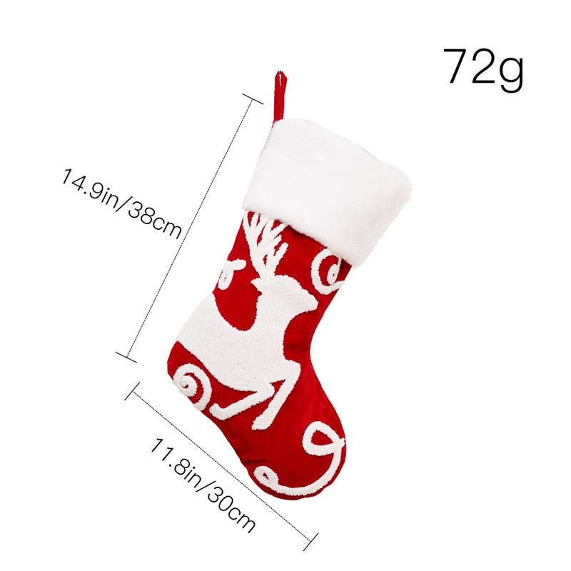 Large Embroidered Snowflake Elk Socks Gift Bag Christmas Decoration