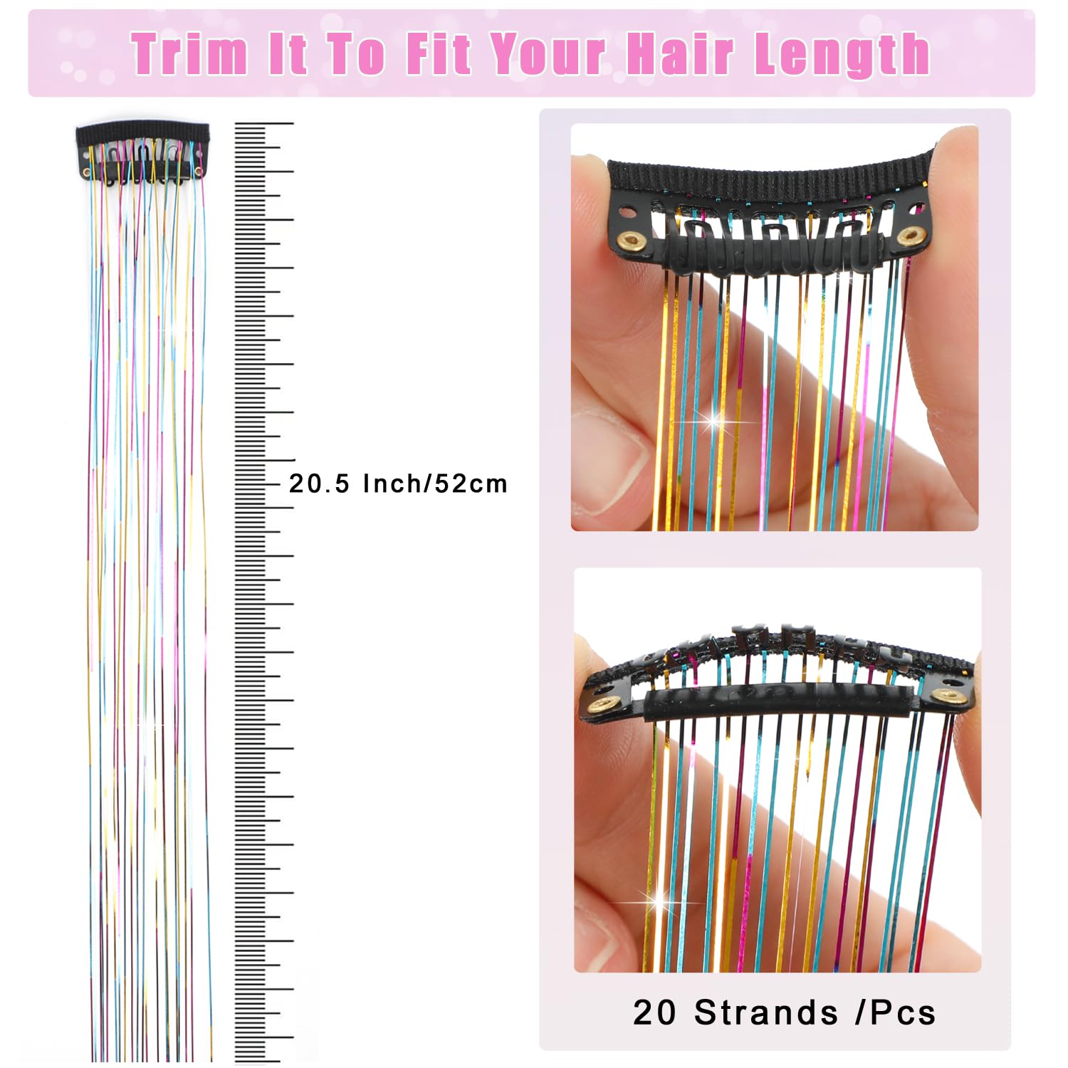 The AuraSparkle Tinsel Extensions - Clip-In Rainbow Sparkle for Instant Glamour + 50% OFF
