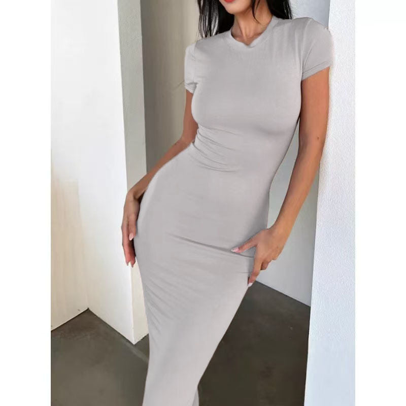 Spring Summer Solid Color Bodycon Sleeveless Dress