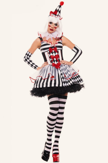 Checkerboard Circus Clown Cosplay Halloween Costume