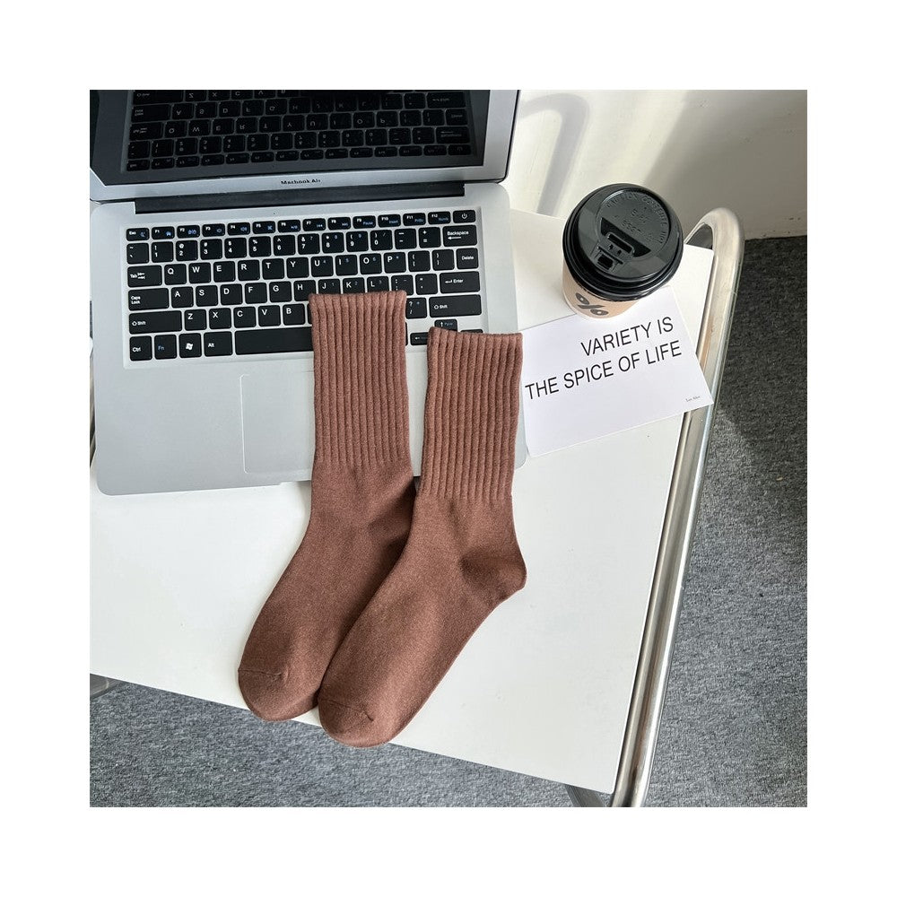 Solid Color Soft Breathable Cotton Socks