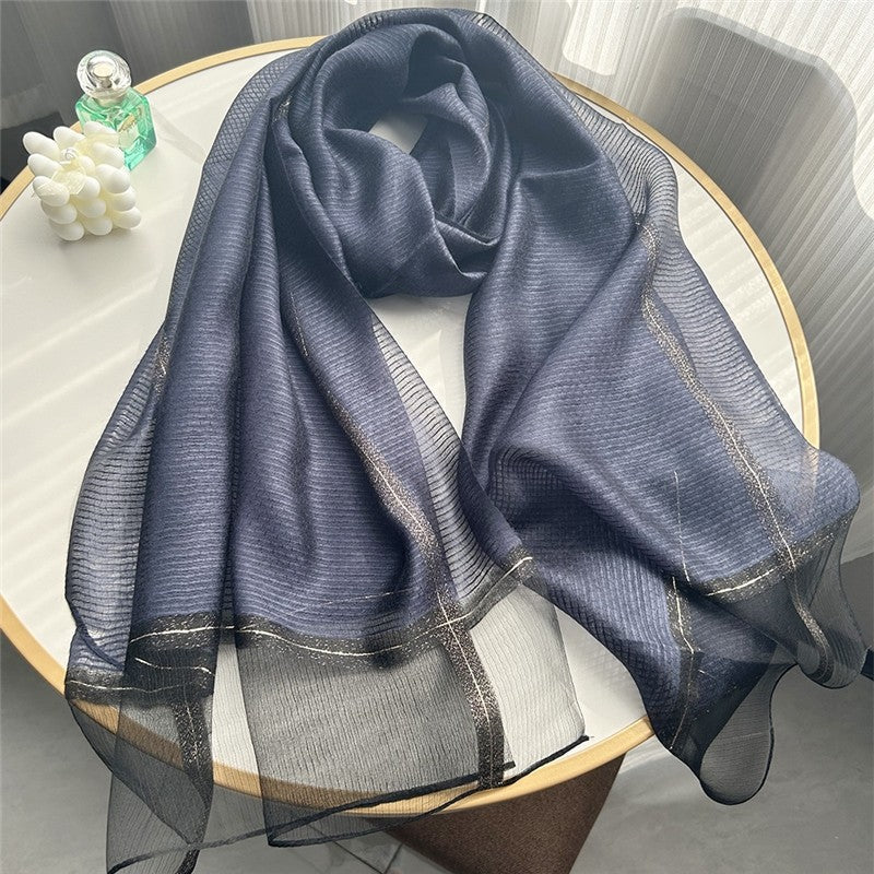 Fashion Plaid Scarf With Gold Trim