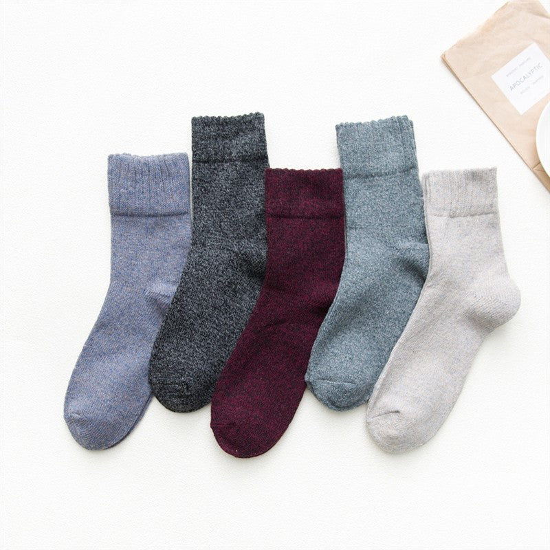 Plain Thick Breathable Mid-Calf Length Sock(A Set Of Five Pairs)