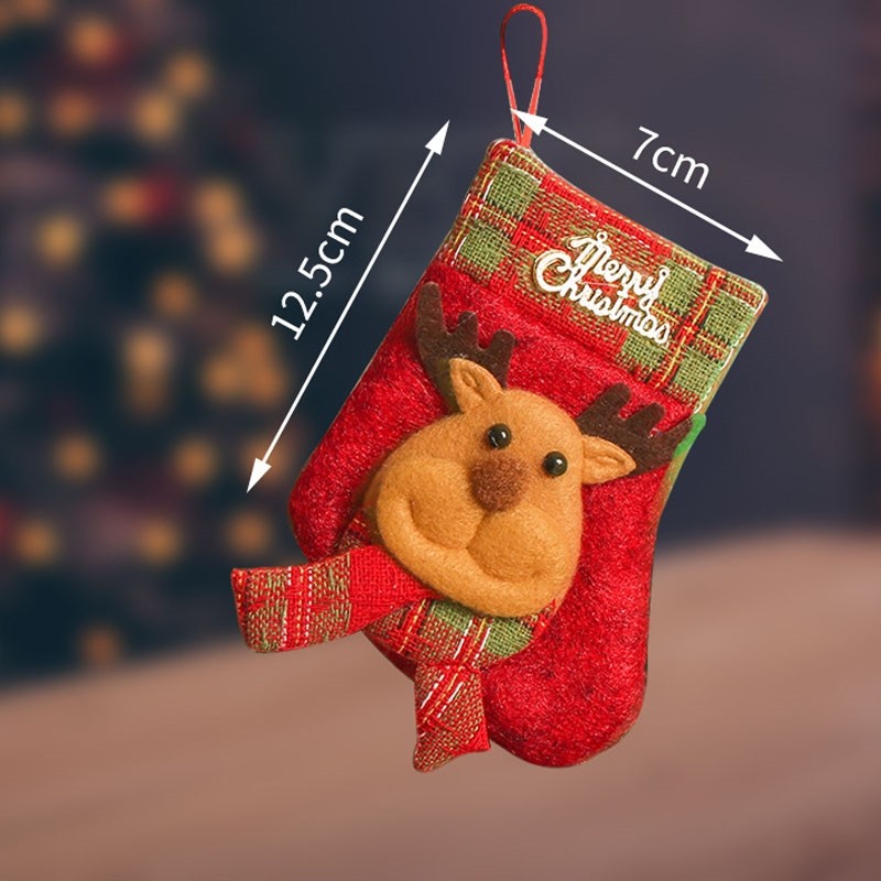 Mini Letters Cute Cartoon Patchwork Christmas Socks Gift Bag