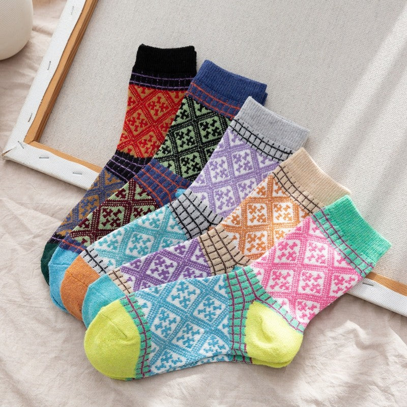 Thick Simple Breathable Mid-Calf Length Sock(A Set Of Five Pairs)