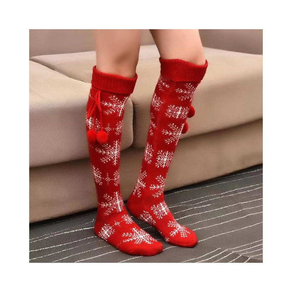 Warm Printed Christmas Knitted Stockings Socks