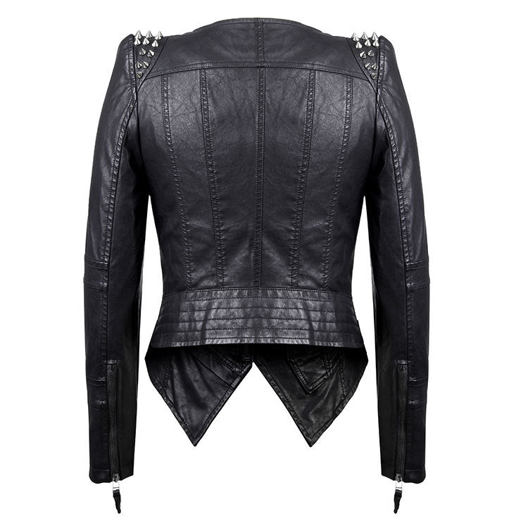 Punk Style Rivet Design PU Leather Women Jacket