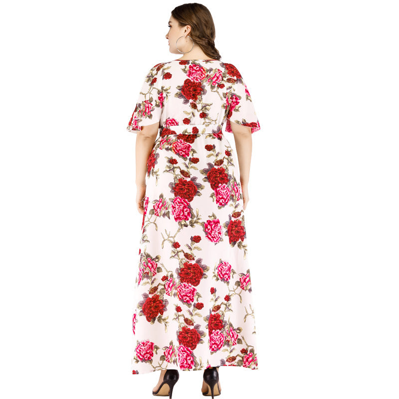 Sweet Summer Chiffon Plus Sizes Floral Dresses-Dresses-Free Shipping at meselling99