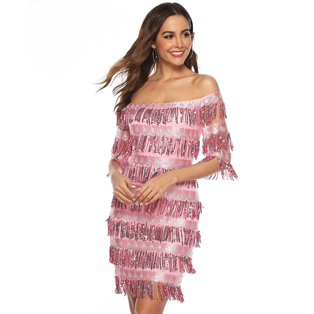 Sexy Off The Shoulder Sequins Party Dresses-Party Dresses-Free Shipping at meselling99