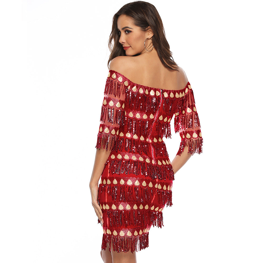 Sexy Off The Shoulder Sequins Party Dresses-Party Dresses-Free Shipping at meselling99