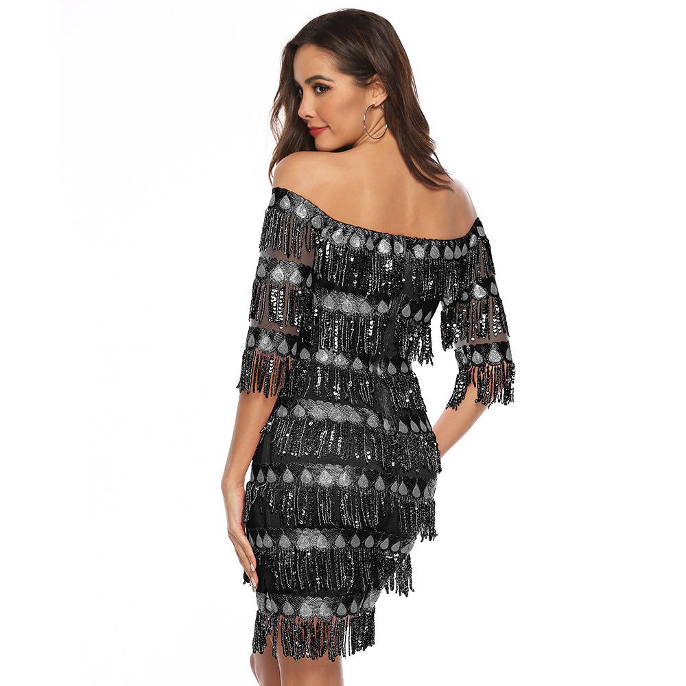 Sexy Off The Shoulder Sequins Party Dresses-Party Dresses-Free Shipping at meselling99