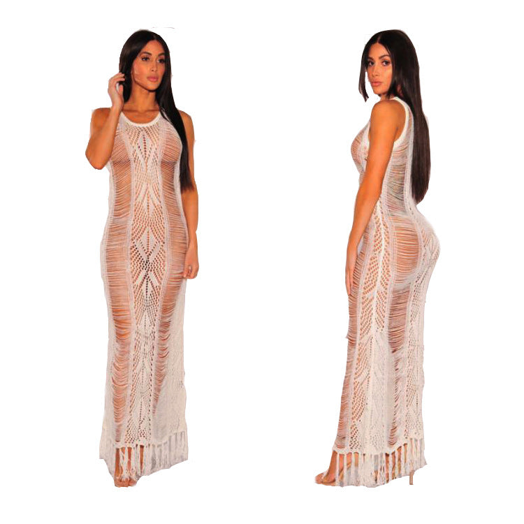 Sexy Crochet Tassels Summer Beach Cover Ups Dresses