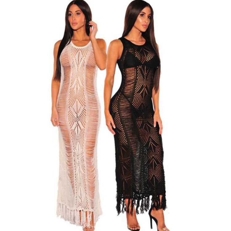 Sexy Crochet Tassels Summer Beach Cover Ups Dresses